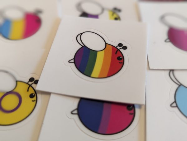 Pride Bee Mini Sticker Pack Close up