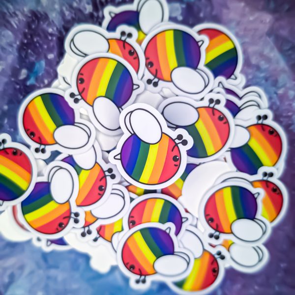 Gay Pride Bee | Mini Sticker | Stevie's Safe Spaces