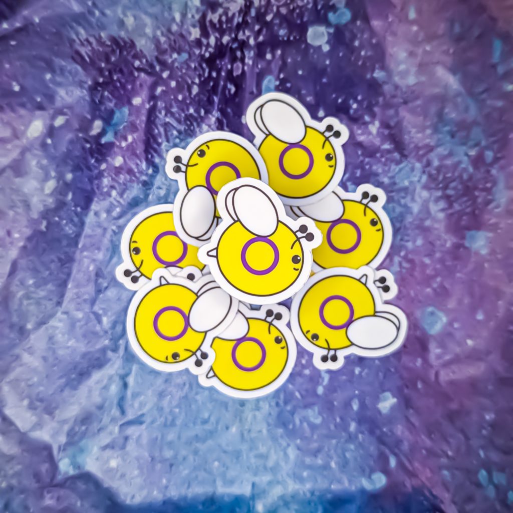 Intersex Pride Bee | Mini Sticker | Stevie's Safe Spaces